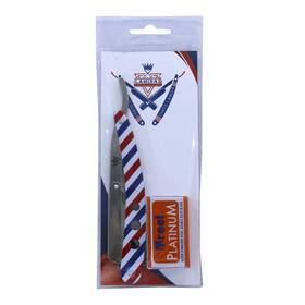 12313 Defender White/red/blue Color Paper Coated Barber Salon Throat Shaving Razor With 10 Bla