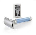 Delbe14bl Edwin Jagger Blue Long Handle Safety Razor Feather Blades