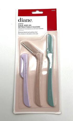 Diane 824703031327 3pack Fold And Go Retractable Razors Removes Facial Eyebrow Hair