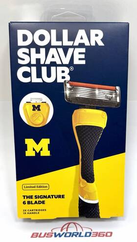Dollar Shave Club 811346022911 Uofm 6-blade Signature Set 1 Handle 2 Cartridges Michigan New