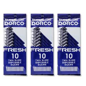 Dorco 813941029838 Fresh Twin Blade Disposable Razors 3 Packs Blue