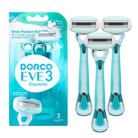 Dorco Eve 801038594408 3 Womens Disposable Razors Wide Moisture Bar Blades For Smooth Shav