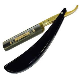 985850 Dovo Premium Straight Razor 5/8 Buffalo Horn Full Hollow Ground 24k Gold
