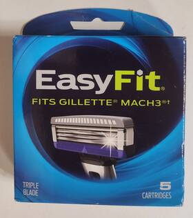 Easy Fit 024500302419 New Gillette Mach 3 Triple Blade 5 Cartridges Shave Blades