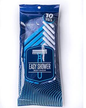 Easy Shower 071238319806 Disposable Body Razor For Men 10 Pack - Sensitive Razors/blades Blue
