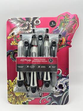 Ed Hardy 810131231101 6 Piece Set 4 Blades Disposable Razor Precision Easy Glide Shave Nib