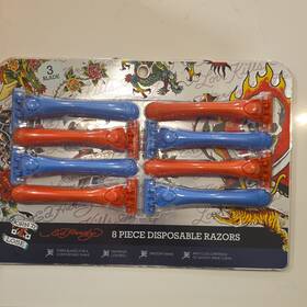Edhcr3-21948 Ed Hardy 3-blade Disposable Razors 8 Piece Blue And Orange Anti-clog