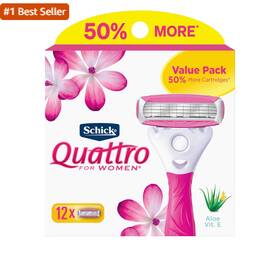 Edgewell Personal Care 445035592534 Schick Quattro Womens Razor Blade Refills 12 Count