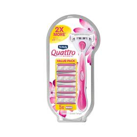 Edgewell Personal Care 445051267256 Schick Quattro Womens Razor Value Pack Including 1 Handle And 5 Ref