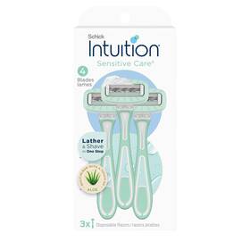 W302293300 Edgewell Personal Care Schick Intuition Disposable Razors With Sensitive Skin 3 Count Sensiti