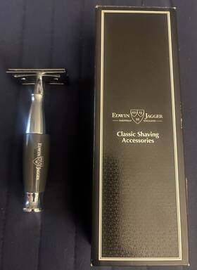 R355crsr Edwin Jagger Grey And Chrome De Safety Razor Double Edge 5 Feather Blades