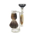 Edwin Jagger Simulated Horn And Nickel Shaving Set Brown Cream