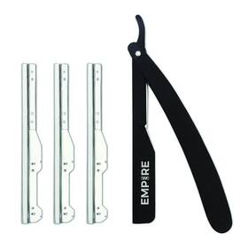 Emp100-emp125-emp200 Empire Barber Emp350 Black/gold Steel Razor With Pouch - Push Out #emp100-emp125-emp200