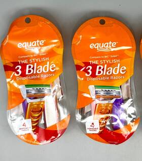 Equate 681131235099 Beauty Womens The Stylish 3 Blade Multi-color Disposable Razor 2pk X 4ct