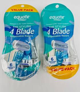 Equate 681131306157 Womens The Stylish 4 Blade Disposable Razors 2pk X 6 Ct Damaged Packs