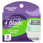 Equate Womens 4 Blade 2-in-1 Razor Refill Cucumber Melon 3 Count