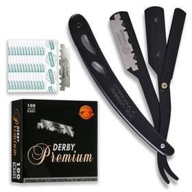 Equinox International 705353595912 Professional Straight Edge Razor With 100 Single Derby Blades 100% Stain