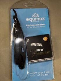 Equinox Professional Straight Edge Razor 100 Single Derby Blades Black
