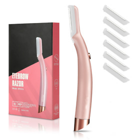 Eyebrow Razor Shaver With Led Light 6pc Cutter Head Hair Removal Beauty