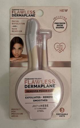 Finishing Touch 754502042395 Flawless Dermaplane Exfoliating Hair Removal Kit 3 Pcs New