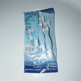 251859 Five/cinq 5 Blade Disposable Razors 3 Pack Blue/white Lubricating Strip