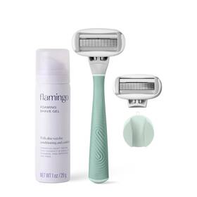 3231158 Flamingo Razors For Women Shave Set 1 Womens Razor Handle 7 Piece Sage