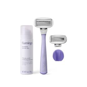 3231159 Flamingo 5-blade Razors For Women - 1 Razor Handle 1oz Foaming Shave Gel