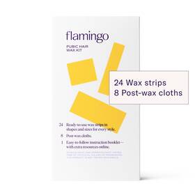 Flamingo 810006472479 Pubic Hair Wax Kit With Soft Gel Strips And Post-wax Cloths