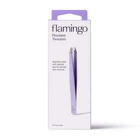 Flamingo 810075080858 Womens Slant Tip Tweezers For Hair Removal Stainless Steel Lilac