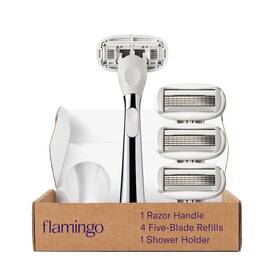 Flamingo 810075081411 Razors For Women 1 Womens Razor Handle Chrome 4 Five-blad
