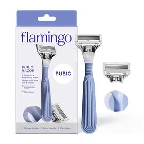 Flamingo 810075081848 Womens Pubic Razor Handle With 2 Blade Refills
