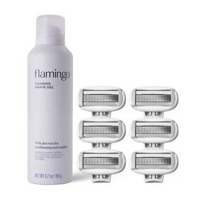 Flamingo 810075082258 Razors For Women 6 Count 5-blade Refills Foaming Shave