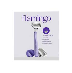 Flamingo 810075082432 Womens Razor Shaving Kit 1 Handle 11 Blade Refills Showe