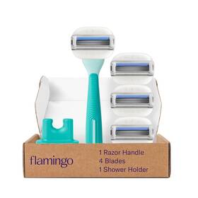 Flamingo 810075083552 Moisture Plus Womens Razor Set - Handle 4 Blade Refills Shower