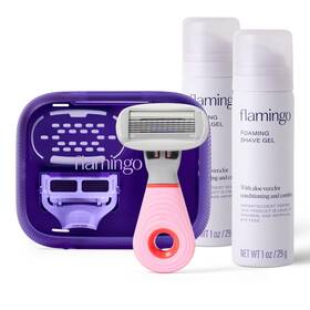 Flamingo 810075083897 Travel Razor Kit For Women - Body And 4 Count Pack Of 1 Silver