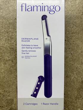 Bu3314 Flamingo Dermaplane Facial Razor Handle And Refill Cartridge
