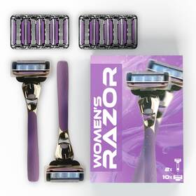 Cv-m9co-uuds Forever Gem Women S Razor With 2 Handles And 10 Refills 7 Blade Reusable For Smooth