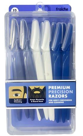 Fraiche 810016412946 12 Pack Premium Razors Men S Grooming Eyebrow Mustache Beard Neat - New