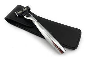 Gbs3bla G.b.s Triple Blade Stainless Steel Razor With A Leather Case