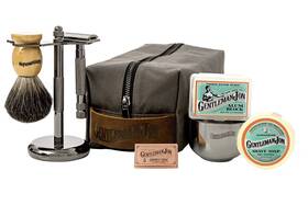 Gentleman Jon 638888628162 Deluxe Vintage Wet Shave Grooming Set For Men - Safety Razor Brush Alum Blo