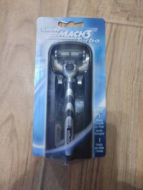 Mach3 Gillette 014260331542 Turbo Razor Handle With 1 Cartridge And Base New Old Stock