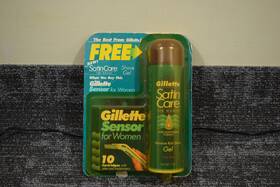 Gillette 047400110731 Vintage 1992 Women Satin Care Razor Sensor 10 Cartridges And Gel New Nos