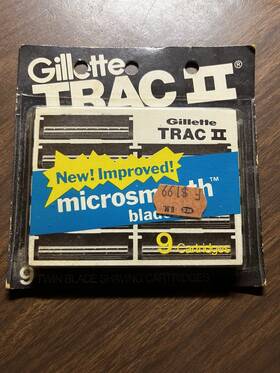 Gillette 047400112414 Vintage Trac Ii Adjustable Razor Twin Blades Cartridges Nos Sealed 9
