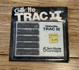 Gillette 047400112506 Trac Ii Cartridges 5 Count Nos New Sealed Vtg Shaving Refills