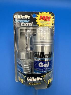 Gillette 047400124158 Sensor Excel Razor Blade Shaver Gel And After Shave 1992 Vintage