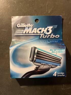Gillette 047400196865 Sealed 2001 Mach 3 Turbo Razor Cartridges 4 Pack Vintage Nos