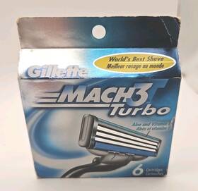 Gillette 047400197572 Mach 3 Turbo Razor Cartridges 6 Count New