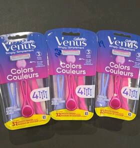 Gillette 047400315396 Venus Colors 3 Blades 4 Pack New-sealed Lot Of Packs Box2
