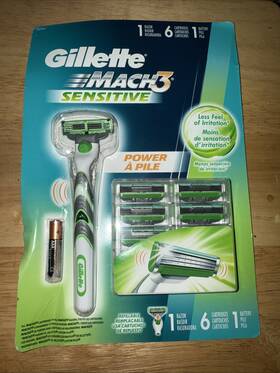 Mach3 Gillette 047400648340 Sensitive Power Razor Blade Shaver Handle 6 Refill Cartridge M3