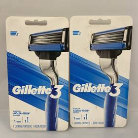 Gillette 047400663923 2x 3 Mens Razor Handle 1 Cartridge